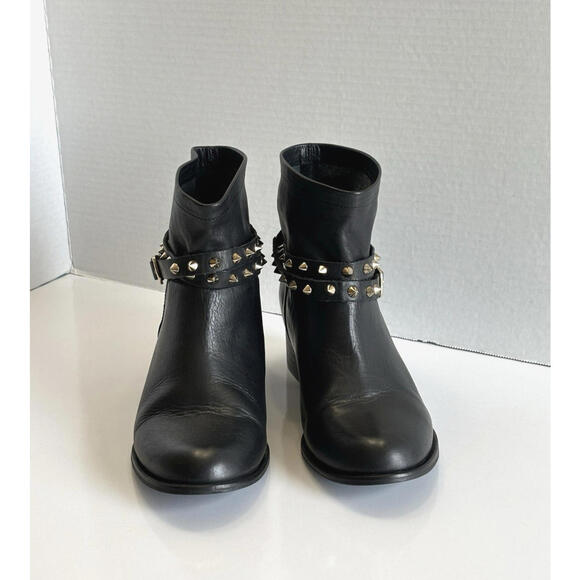 Matisse Rocker Ankle Boots Women’s 7.5M Black Leather Spike Studded Moto Pull On - Picture 3 of 16